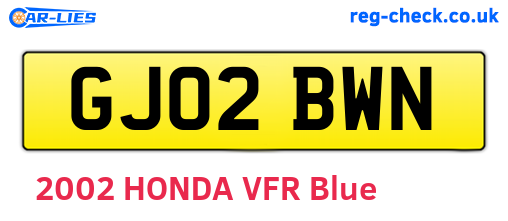 GJ02BWN are the vehicle registration plates.