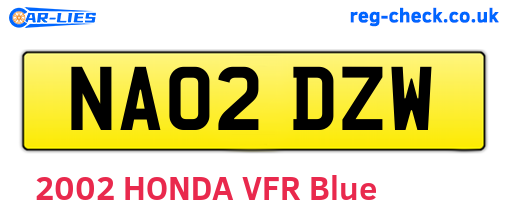 NA02DZW are the vehicle registration plates.