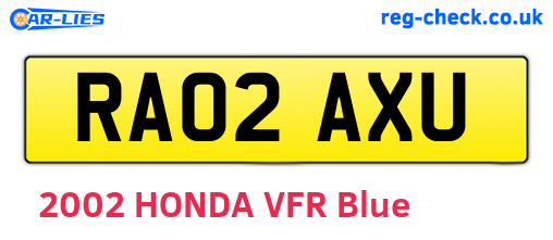 RA02AXU are the vehicle registration plates.