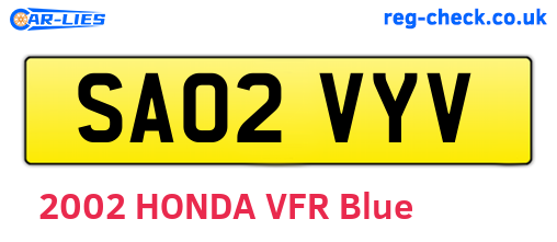 SA02VYV are the vehicle registration plates.
