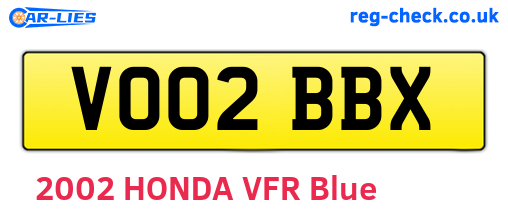 VO02BBX are the vehicle registration plates.