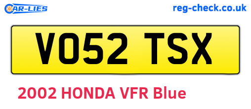 VO52TSX are the vehicle registration plates.