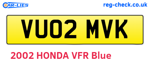 VU02MVK are the vehicle registration plates.