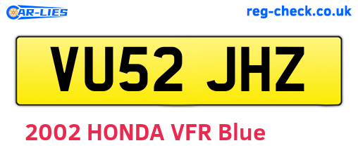 VU52JHZ are the vehicle registration plates.