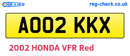 AO02KKX are the vehicle registration plates.