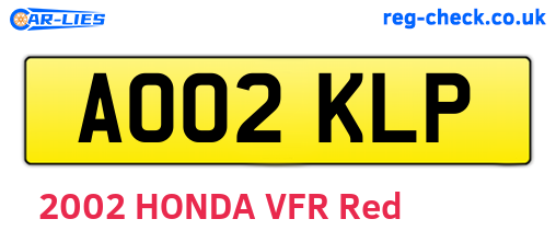 AO02KLP are the vehicle registration plates.
