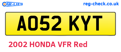 AO52KYT are the vehicle registration plates.