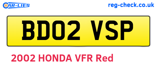 BD02VSP are the vehicle registration plates.