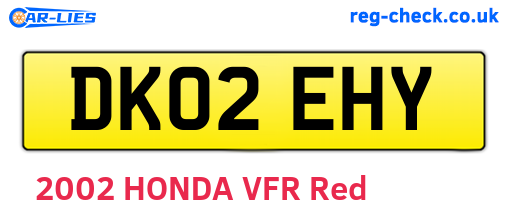 DK02EHY are the vehicle registration plates.