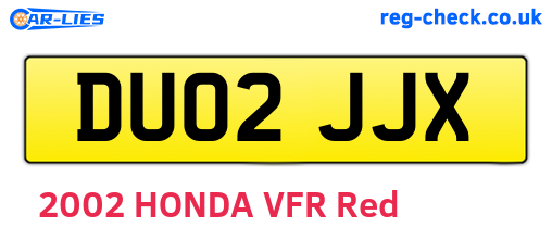 DU02JJX are the vehicle registration plates.