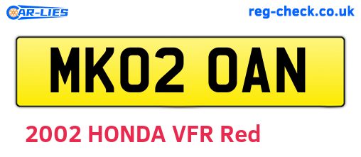 MK02OAN are the vehicle registration plates.