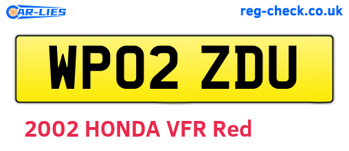 WP02ZDU are the vehicle registration plates.