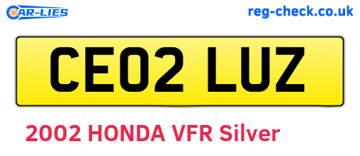 CE02LUZ are the vehicle registration plates.