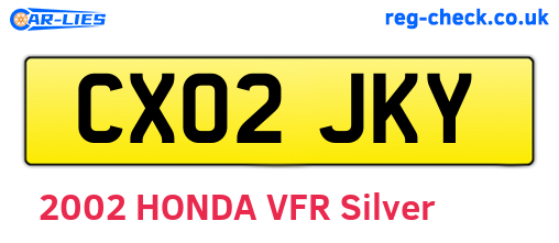 CX02JKY are the vehicle registration plates.