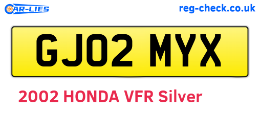 GJ02MYX are the vehicle registration plates.
