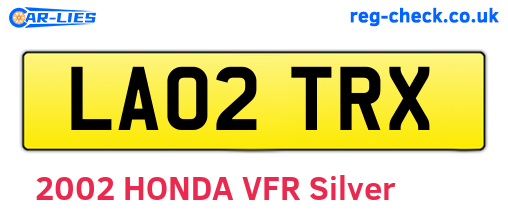 LA02TRX are the vehicle registration plates.