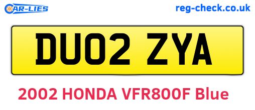 DU02ZYA are the vehicle registration plates.