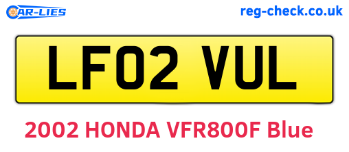 LF02VUL are the vehicle registration plates.