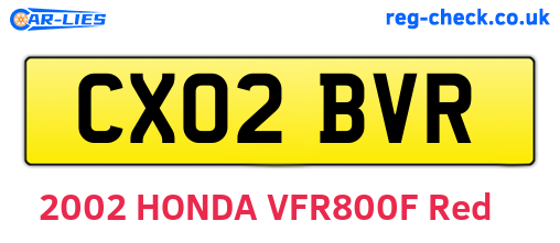CX02BVR are the vehicle registration plates.