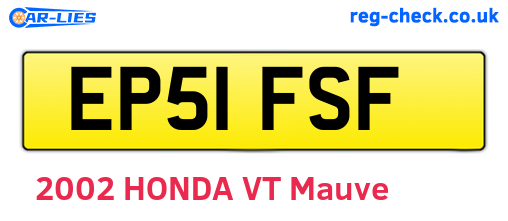 EP51FSF are the vehicle registration plates.
