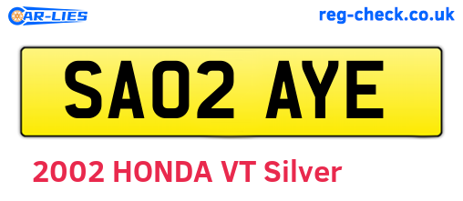 SA02AYE are the vehicle registration plates.