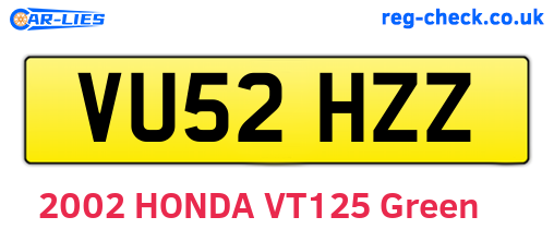 VU52HZZ are the vehicle registration plates.