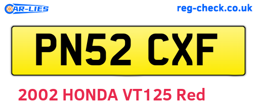 PN52CXF are the vehicle registration plates.
