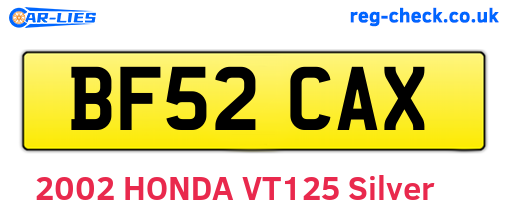BF52CAX are the vehicle registration plates.