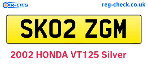 SK02ZGM are the vehicle registration plates.