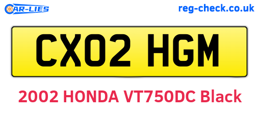 CX02HGM are the vehicle registration plates.