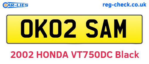 OK02SAM are the vehicle registration plates.