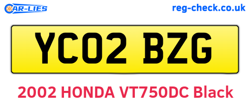 YC02BZG are the vehicle registration plates.