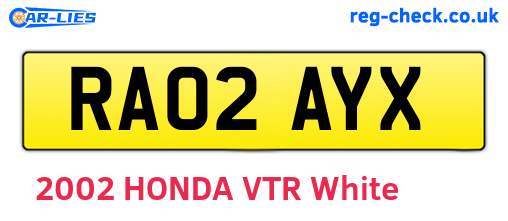 RA02AYX are the vehicle registration plates.