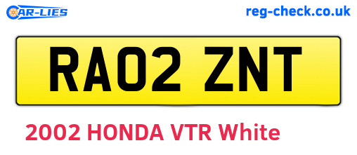 RA02ZNT are the vehicle registration plates.