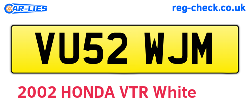 VU52WJM are the vehicle registration plates.