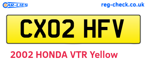 CX02HFV are the vehicle registration plates.