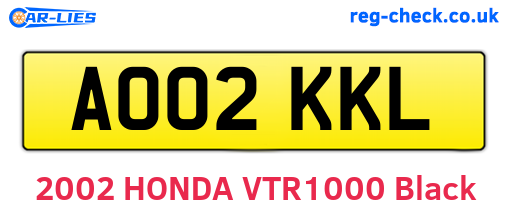 AO02KKL are the vehicle registration plates.