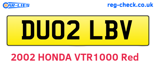 DU02LBV are the vehicle registration plates.