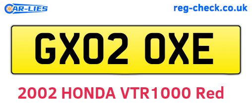 GX02OXE are the vehicle registration plates.