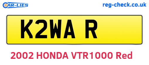 K2WAR are the vehicle registration plates.