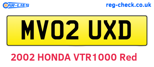 MV02UXD are the vehicle registration plates.