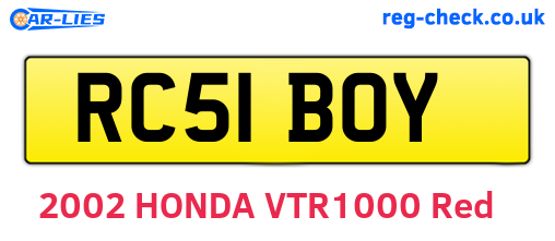 RC51BOY are the vehicle registration plates.
