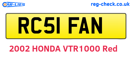 RC51FAN are the vehicle registration plates.