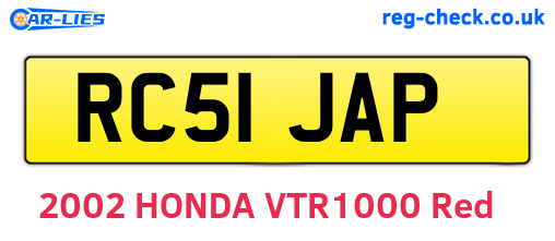 RC51JAP are the vehicle registration plates.