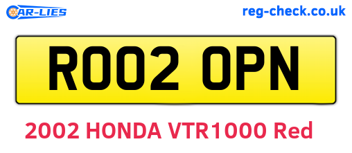 RO02OPN are the vehicle registration plates.