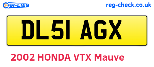 DL51AGX are the vehicle registration plates.