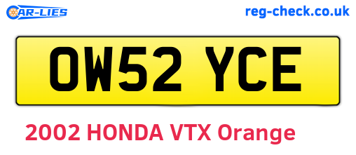 OW52YCE are the vehicle registration plates.