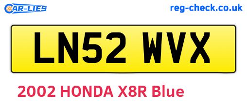 LN52WVX are the vehicle registration plates.