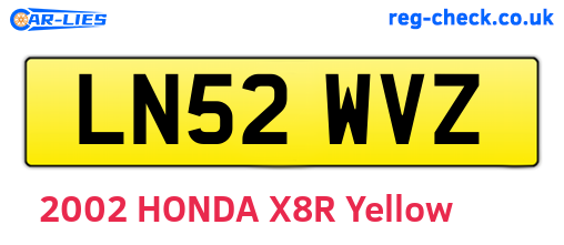 LN52WVZ are the vehicle registration plates.