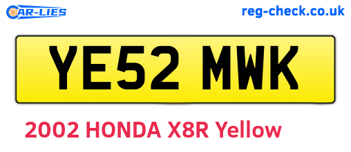 YE52MWK are the vehicle registration plates.